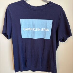 Calvin Klein Jeans Dark Blue Tee with Light Blue Logo